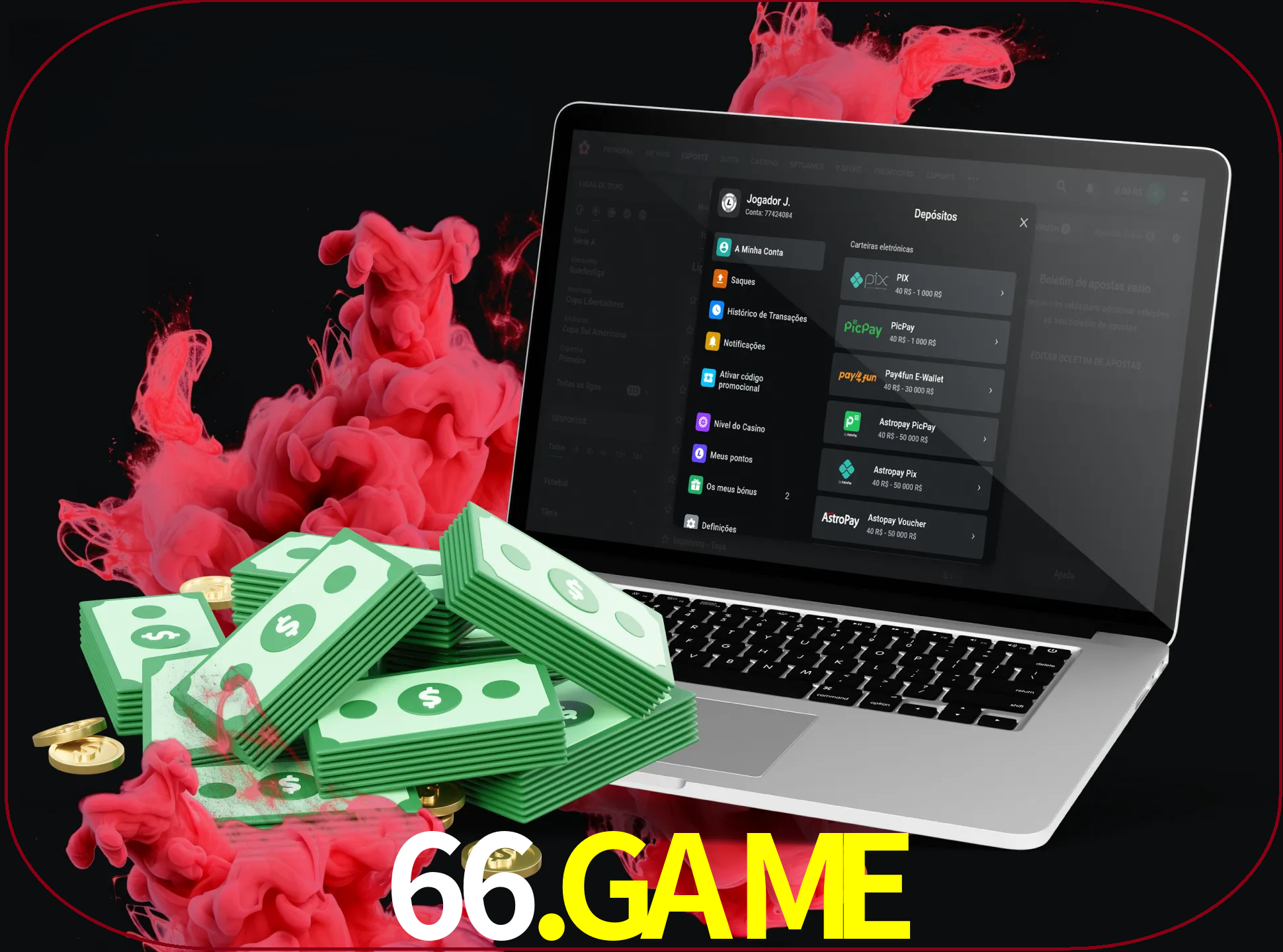 Para efetuar um depósito na sua conta 66.game, basta escolher o método de depósito e especificar o montante.
